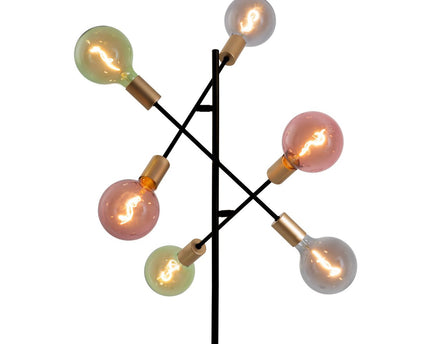 Staande lamp "Modo" gemaakt van zwart in zwart, versies in goud, E27 -aansluiting, vloerlamp voor woonkamer, eetkamer, keuken, gang, gang of kantoor, 150 x 49 cm