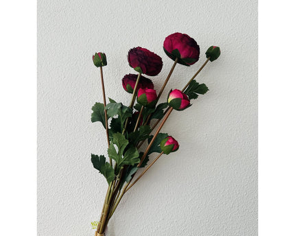 9-stengelige Mica Decorations Ranonkels Kunstbloemen Boeket / Lengte 55cm /Roze