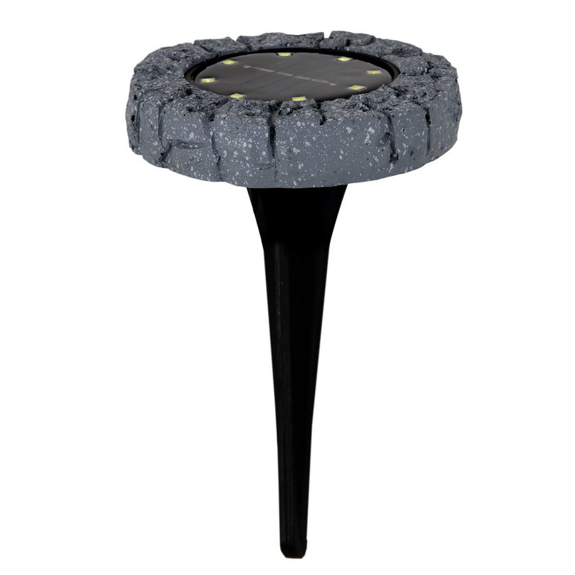 4 Set LED LED Solar-Floor-So-spit "Kian", voor buiten, plastic vloerlamp in grijs, met geïntegreerde LED