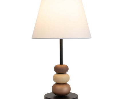 Tafellamp "Elina", ca. 50 cm hoog, gemaakt van metaal in zwart/bruin, tekstbladen in wit, E27