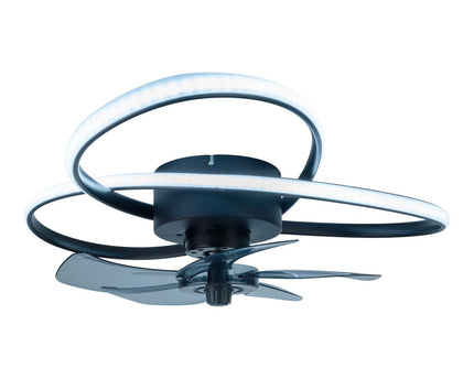 Modern LED -plafondlicht "Riccio" inclusief ventilator, nachtlichtfunctie, dim- en lichttemperatuurinstelling is uitgerust met stevig geïnstalleerde LED's en heeft een geschatte Øvon 58 cm.