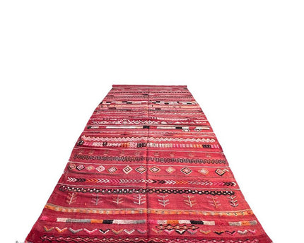 Zuiver wollen Marokkaans Kelim Berber tapijt 169 x 364 cm