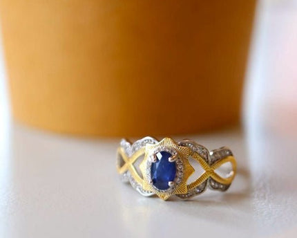Sapphire Crown Ring - Real Sapphire - verstelbaar
