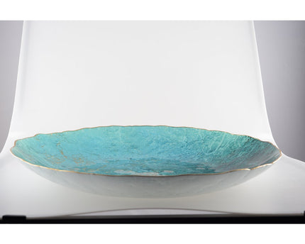 Turquoise gesneden met gouden rand 50 cm