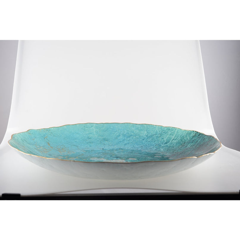 Turquoise gesneden met gouden rand 50 cm