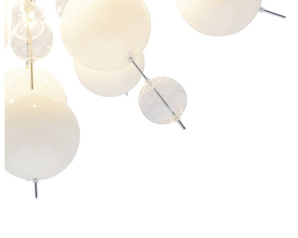 Plafondlamp "explosie" wit gemaakt van metaal en glas, G9 -versies, plafondlamp voor eetkamer, woonkamer, gang of kantoor, Ø57 cm
