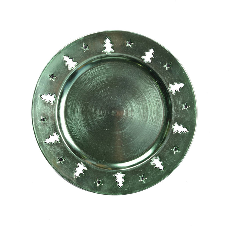 Briljante groene plaat onder boomdecor