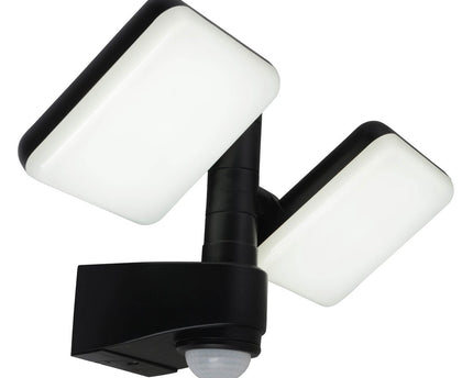 LED externe wandlamp "Jaro" met 360 ° bewegingsdetector, gemaakt van plastic in antraciet, met geïntegreerde LED