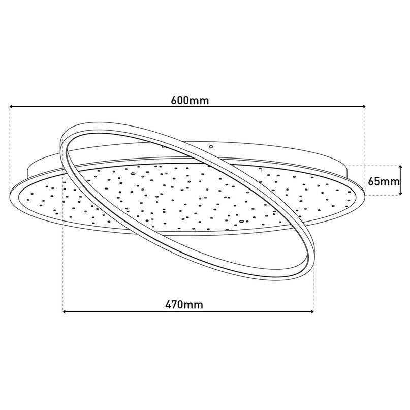 LED -plafondlamp "Stelaris" ongeveer 60 cm lang, gemaakt van metaal en plastic in het zwart, met stevig gebouwde LED's, verlichting voor woonkamers en kantoor