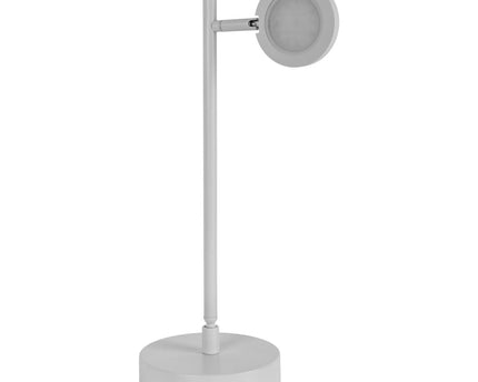 LED draadloze tafellicht "Lupa", 45 cm hoog, gemaakt van gelakte aluminium (wit) en wit plastic, LED geïntegreerde, dimbare, aanraaksensor.