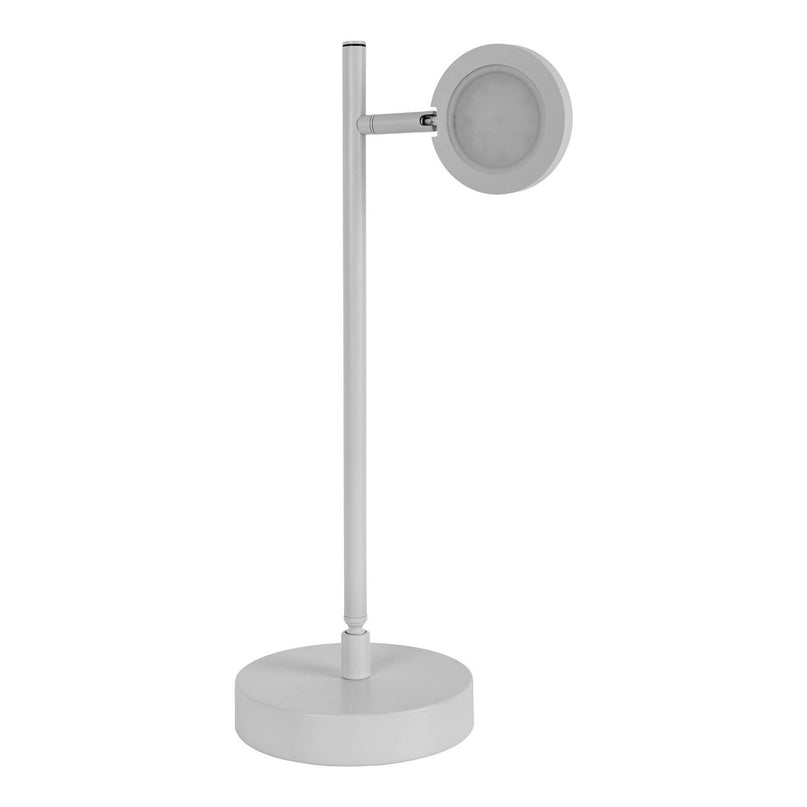LED draadloze tafellicht "Lupa", 45 cm hoog, gemaakt van gelakte aluminium (wit) en wit plastic, LED geïntegreerde, dimbare, aanraaksensor.