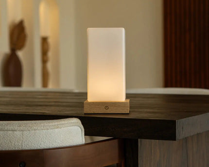 Zayn lichtbruine houten oplaadbare lamp L Dimmable & draadloze en goede batterij