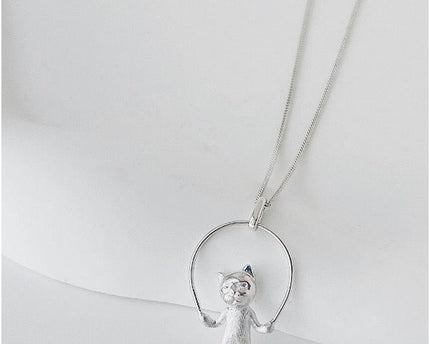 Leuke touwtje springende kat ketting