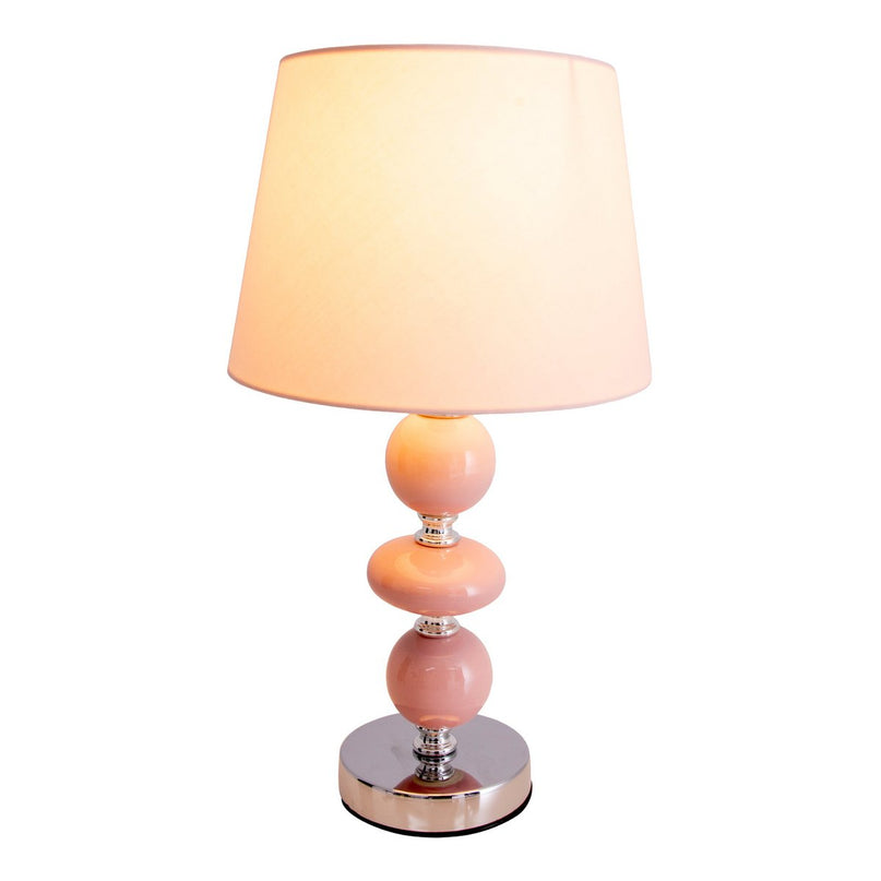 Keramische tafellamp "araga" 36 cm hoog, tafellamp gemaakt van metaal, keramiek, met tekstbladen, roze, met E14 -aansluiting, verlichting voor eetkamer, woonkamer, gang of kantoor,