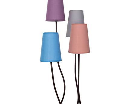 Textiel staande lamp 4-flame "boho" kleurrijke, vloerlamp met kleurrijke paraplu's, met E14-aansluiting, voor eetkamer, woonkamer, gang of kantoor, 140 cm hoog