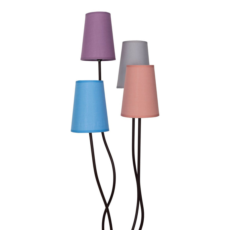 Textiel staande lamp 4-flame "boho" kleurrijke, vloerlamp met kleurrijke paraplu's, met E14-aansluiting, voor eetkamer, woonkamer, gang of kantoor, 140 cm hoog