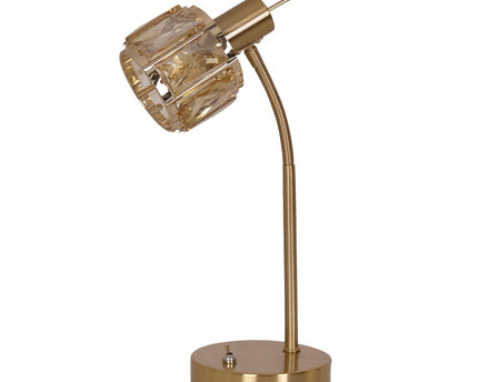 LED -tafellamp "Josefa", tafellamp gemaakt van goud en glas in goud, met E14 -aansluiting, voor eetkamer, woonkamer, gang of kantoor, voor woonkamer, eetkamer of als bedlamp, 34,5 x 17,5 cm