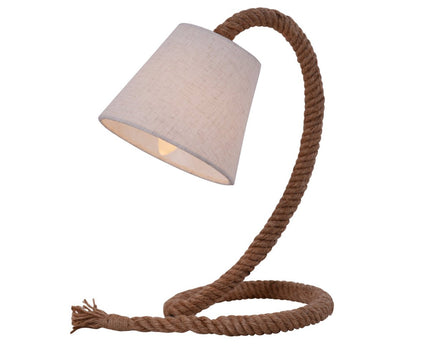 Tafellamp met tekstblazer "touw", tafellamp gemaakt van metaal, plastic, jute en textiel in wit, met E14 -versie, voor woonkamers, gang of kantoor, 35 cm hoog