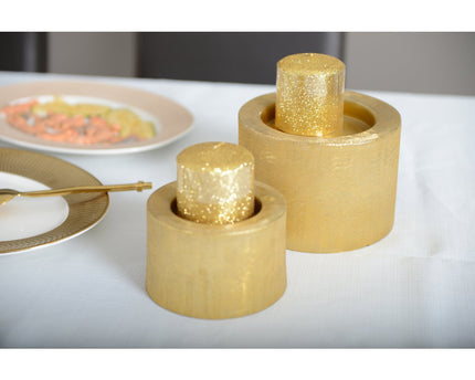 Gold Metal Candle Holder 16.5x16.5x11.5cm