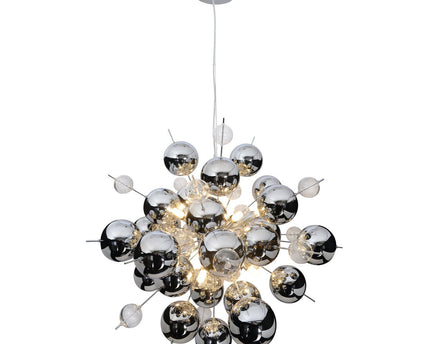 Hanger lamp "explosie" chroom gemaakt van metaal en glas, G9 -versies, hangende lamp voor eetkamer, woonkamer, gang of kantoor, Øca. 65 cm