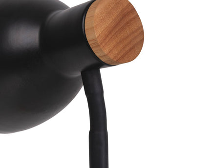"Marie" bureaulamp gemaakt van metaal en hout, E14, zwart, 36,5 cm hoog