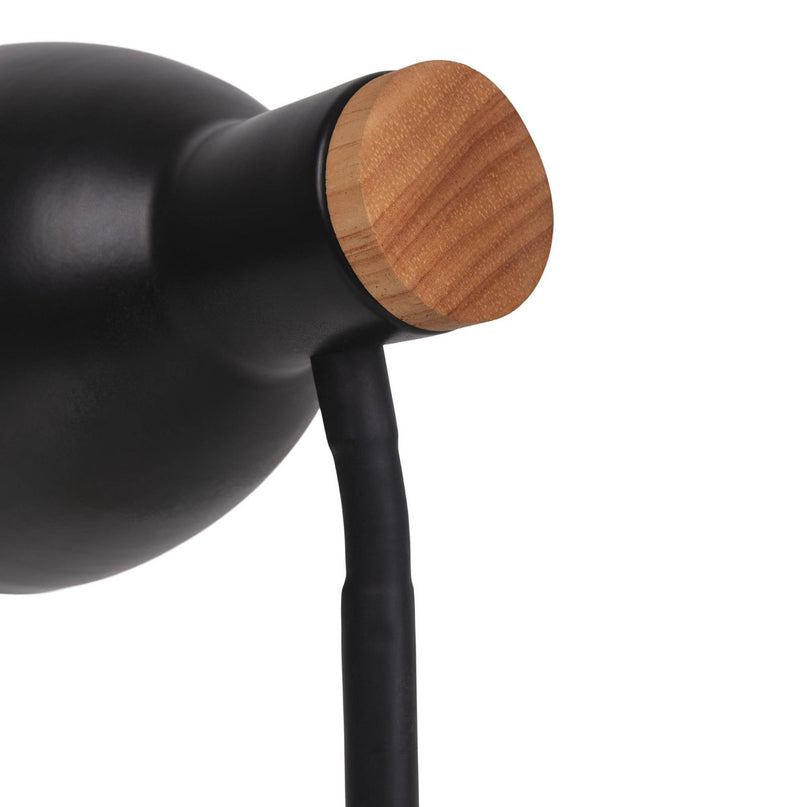 "Marie" bureaulamp gemaakt van metaal en hout, E14, zwart, 36,5 cm hoog