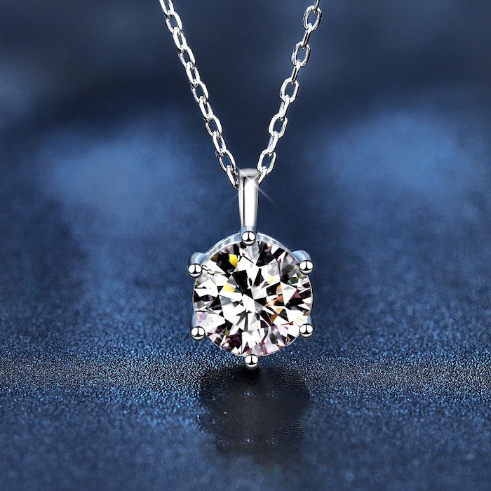 Classic 6 Claws Solitaire hanger ketting - Moissanite Stone