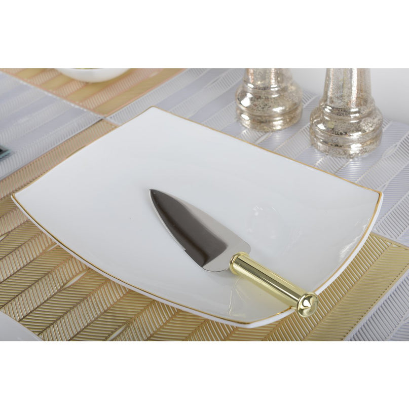 Rechthoekig gerecht gouden rand 35x25 cm