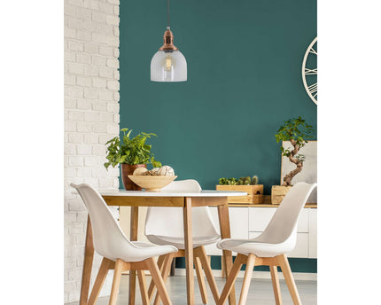 Glazen hanglamp "Mumbai", retro klassiek gemaakt van metaal en glas in koper, E27