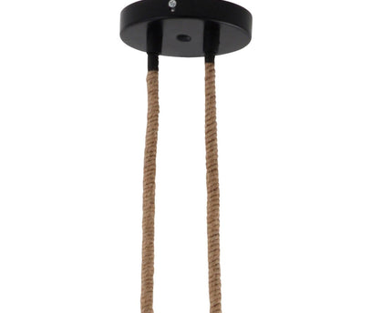 Metalen metalen Baldachin met 2 personen "Ontario" Decoratieve hanglamp gemaakt van metaal in alt-messing en jute, E27-versies, verlichting voor woonkamers of kantoor.