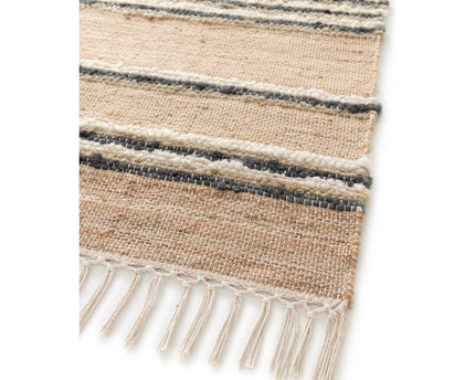 Tapis rayé fait main en laine et jute RAJ