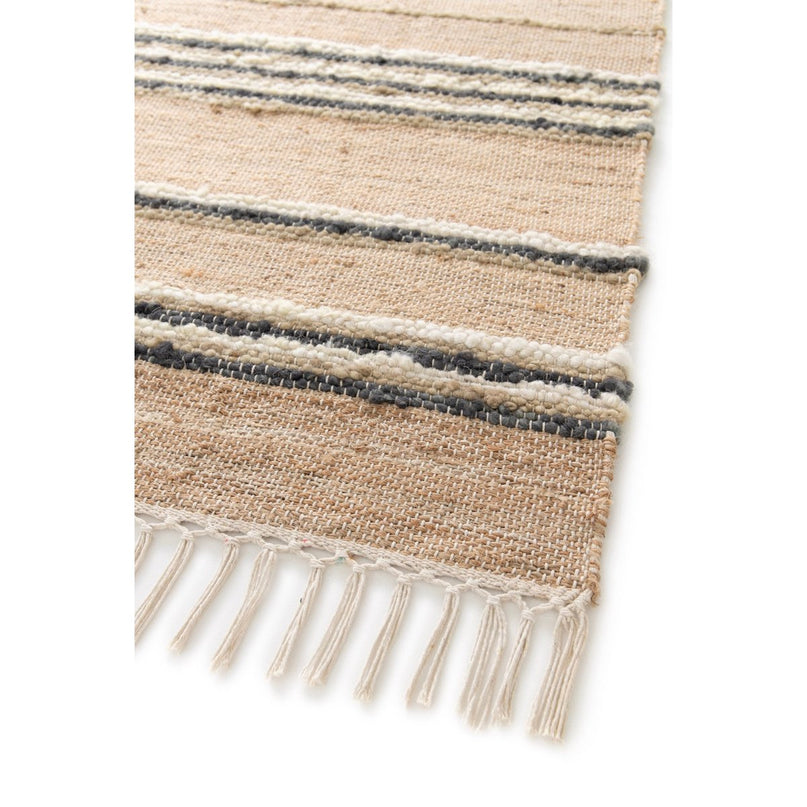 Tapis rayé fait main en laine et jute RAJ