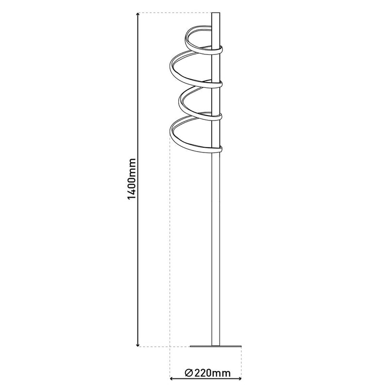 LED staande lamp "Belleza", moderne vloerlamp gemaakt van metaal en plastic in zwart en wit, met stevig ingebouwde LED's, 140 hoog, verlichting voor woonkamer, eetkamer, slaapkamer of kantoor.