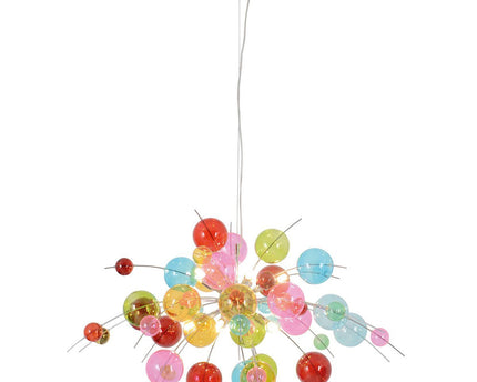 Hanger lamp "explosie" gekleurd gemaakt van metaal en glas, G9 -versies, hangende lamp voor eetkamer, woonkamer, hal of kantoor, Øca. 98 cm