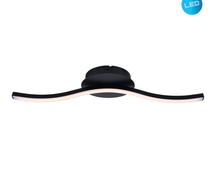 LED-wand/plafondlicht "Onda", metalen plafondlamp en plastic in het zwart, met stevig ingebouwde LED's, verlichting voor woonkamer, kantoor of nachtkastje 45 cm lang