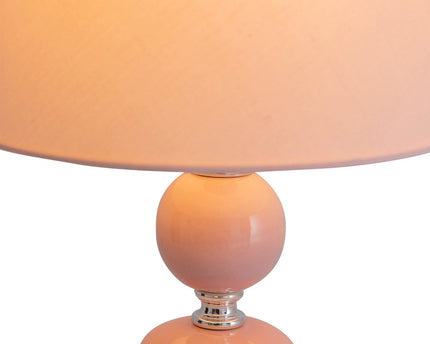 Keramische tafellamp "araga" 36 cm hoog, tafellamp gemaakt van metaal, keramiek, met tekstbladen, roze, met E14 -aansluiting, verlichting voor eetkamer, woonkamer, gang of kantoor,