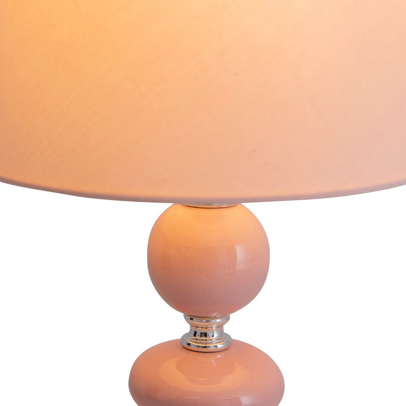 Keramische tafellamp "araga" 36 cm hoog, tafellamp gemaakt van metaal, keramiek, met tekstbladen, roze, met E14 -aansluiting, verlichting voor eetkamer, woonkamer, gang of kantoor,