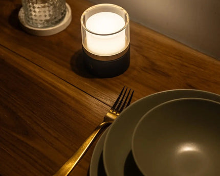 Leo donkerbruine compacte draadloze oplaadbare lamp – natuurlijk hout, dimbaar licht