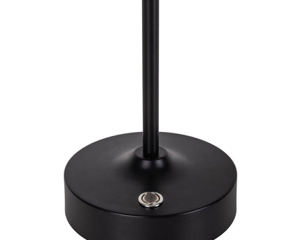 LED -batterij/ tafellamp "Pina" 30 cm hoog, gemaakt van metaal (zwart) en glas (wit), geïntegreerde LED's, warm wit