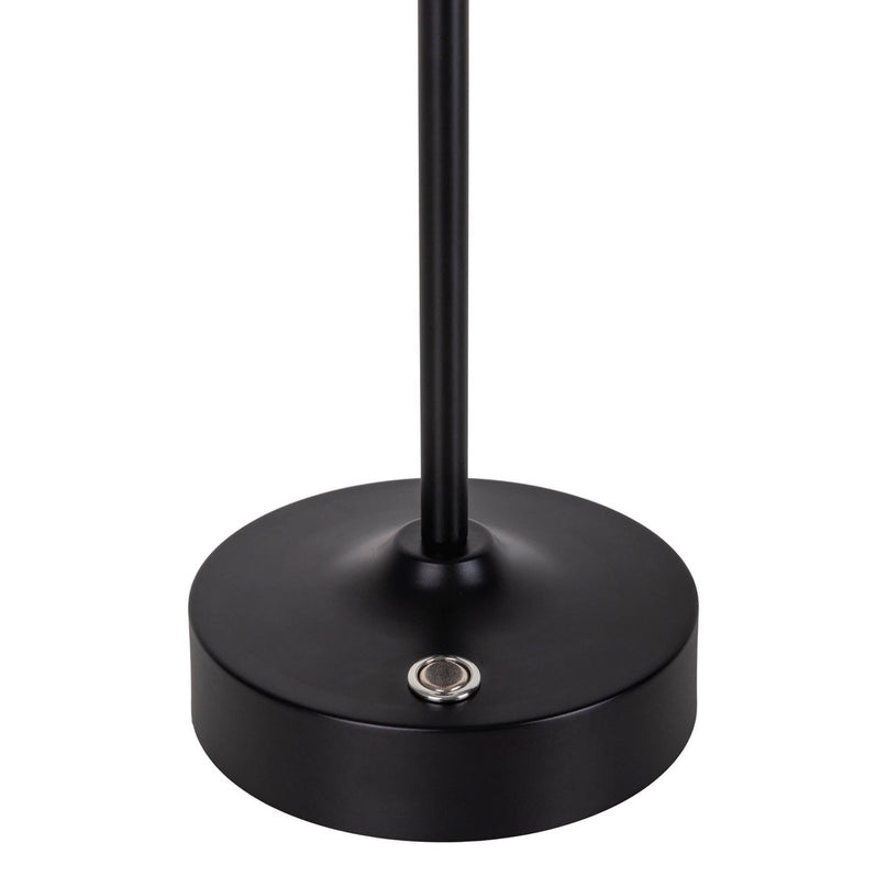 LED -batterij/ tafellamp "Pina" 30 cm hoog, gemaakt van metaal (zwart) en glas (wit), geïntegreerde LED's, warm wit