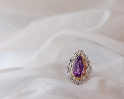 Royal Style Pear -Cut Amethyst Ring - verstelbaar