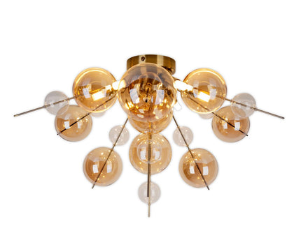 Plafondlamp "explosie" Amber gemaakt van metaal en glas, G9 -versies, plafondlamp voor eetkamer, woonkamer, gang of kantoor, Ø57 cm