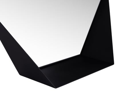 Gorillz Hive Wandspiegel met Plank - Hexagon Spiegel - 60 x 52 cm - Industrieel Zwart