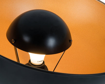 Staande lamp driekbende "Bernice", vloerlamp gemaakt van zwart en goud met E27-aansluiting, verlichting voor woonkamer, eetkamer of kantoor