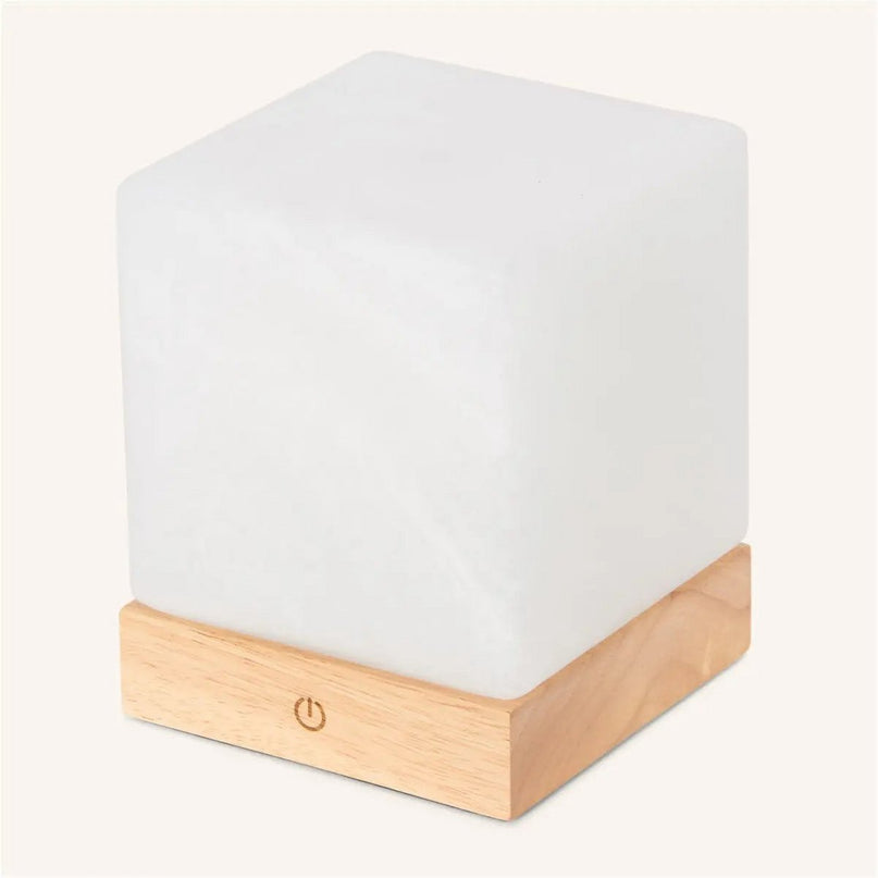 YCE lichtbruine draadloze houten lamp met bevroren glas-oplaadbare, dimbare, 100-uur batterij