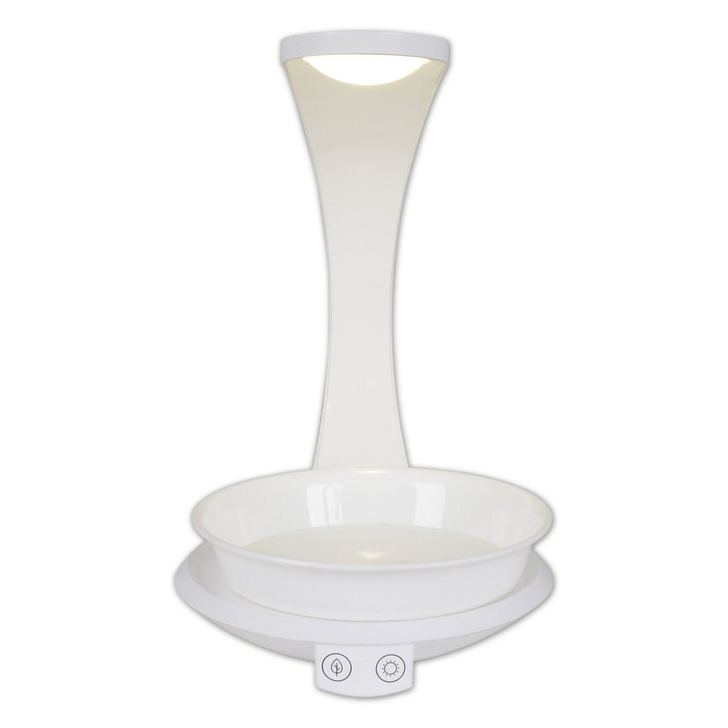 LED -plantentablet Licht 24 cm hoog, gemaakt van metaal en plastic in het wit, met geïntegreerde LED