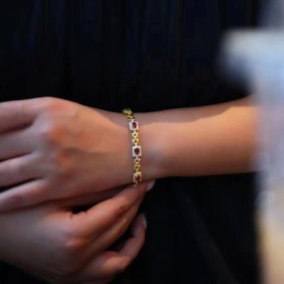 Italiaanse stijl Red Garnet Fancy armband