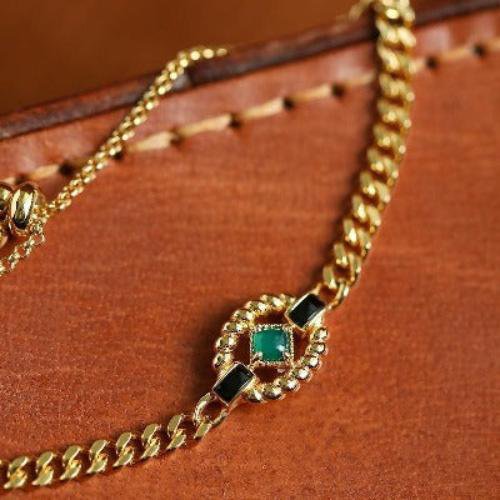Luxe kettingarmband met groene onyx
