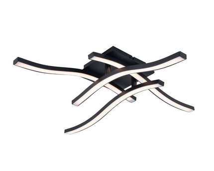 LED -plafondlamp "Onda" S: 45 cm, plafondlamp gemaakt van metaal en plastic in zwart "LED -vaste, verlichting voor woonkamer, eetkamer of kantoor 45 x 45 cm