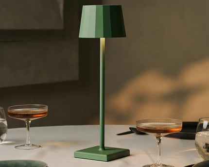 Wouter salie groen oplaadbare tafellamp-draadloos opladen, dimable, 120 uur batterijduur